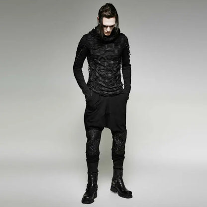 Punk Rave Gothic Men's Long Sleeve Tee - Black