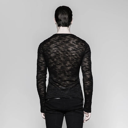 Strappy Gothic Punk Men's Sweater Top T474