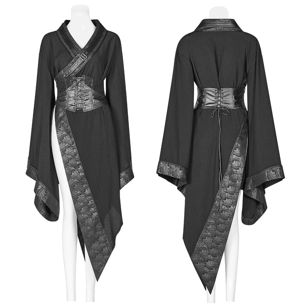 Dark Asymmetrical Punk Kimono Dress