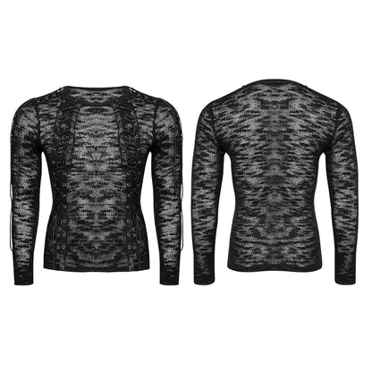 Strappy Gothic Punk Men's Sweater Top T474