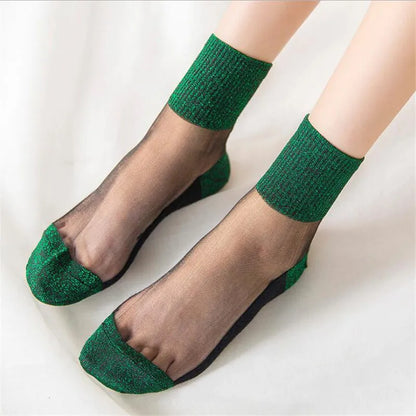 Glitter Crystal Glass Silk Socks