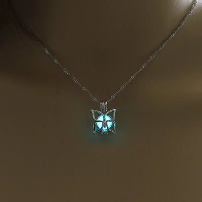 Cute Luminous Necklace Charm Glowing Butterfly