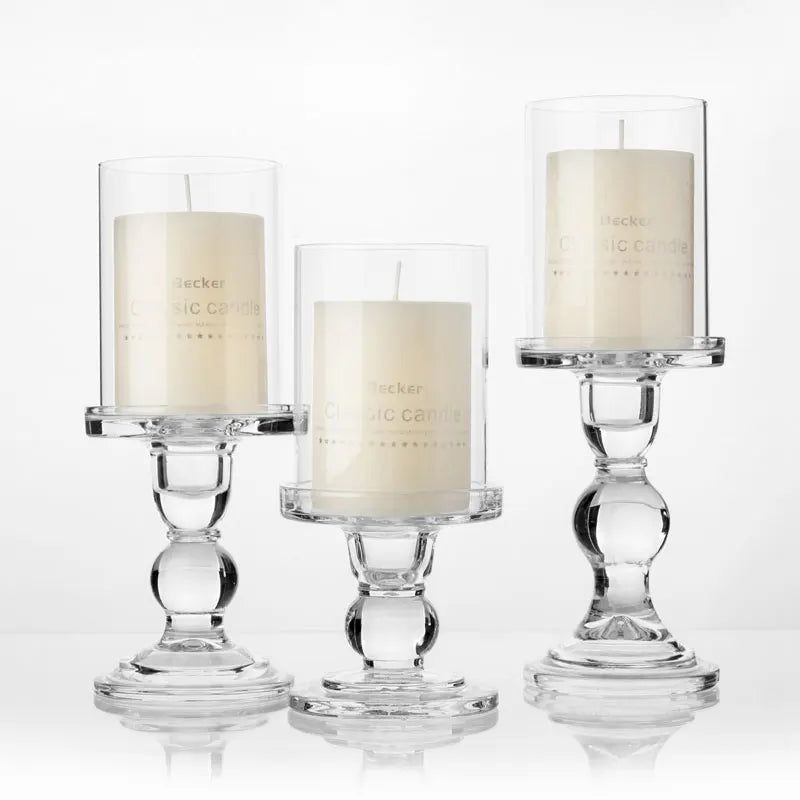 Glass Candle Holders Crystal Clear Candlesticks