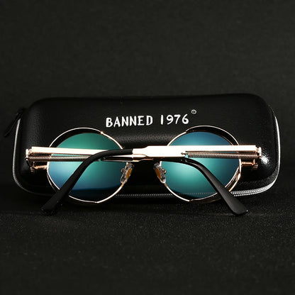 Retro Round Metal HD Polarized Punk Sunglasses