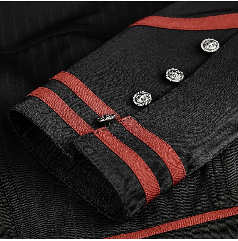 Punk Rave Gothic Military Blouse with Lotus Hem
