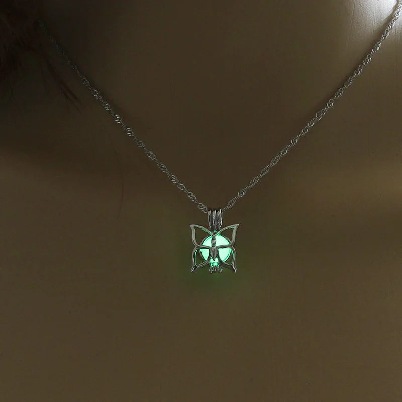 Cute Luminous Necklace Charm Glowing Butterfly