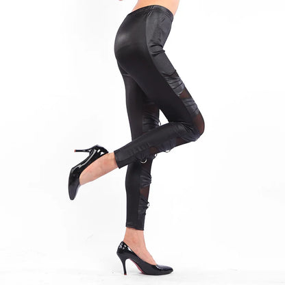 lady sexy punk rock metal leggings