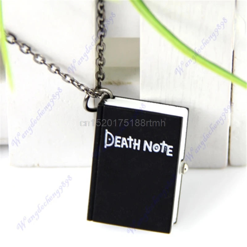 Vintage Unique Bronze Quartz Open Death Note Pendant Necklace Pocket Watch Gift #T50P# Drop ship