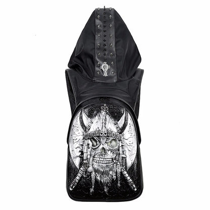 Rivets Skull Backpack With Hood Cap