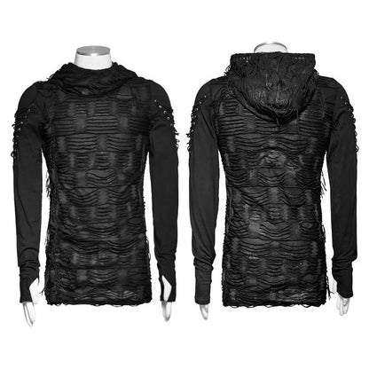 Punk Rave Gothic Men's Long Sleeve Tee - Black