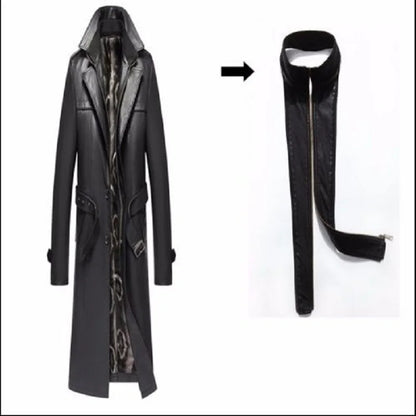 real Leather thick trench coat