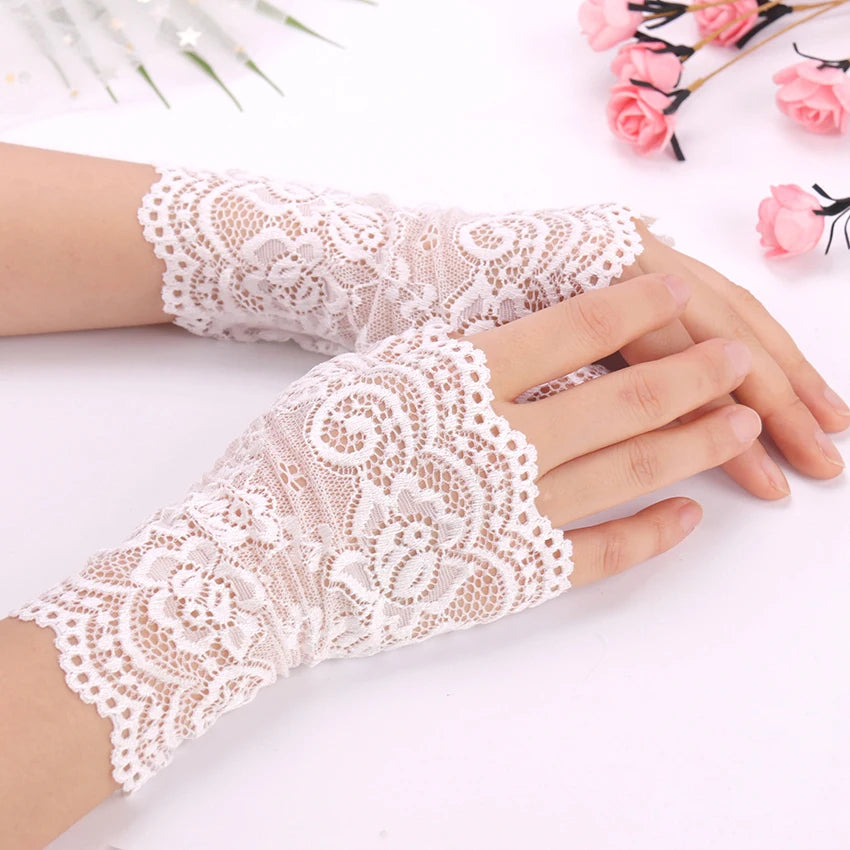 Long Fingerless Women Sexy Lace Gloves