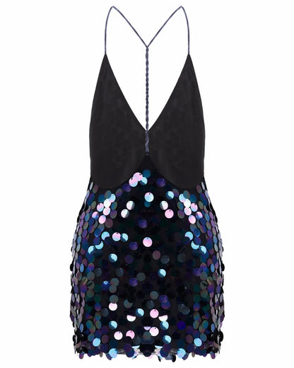 Sparkle Shinny Halter Women Disc Sequin