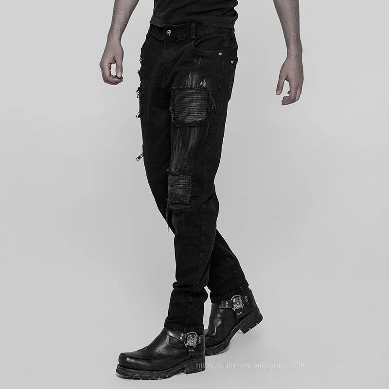 Punk Rave Men's Gothic Patchwork Trousers
