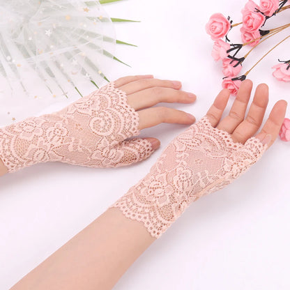 Long Fingerless Women Sexy Lace Gloves