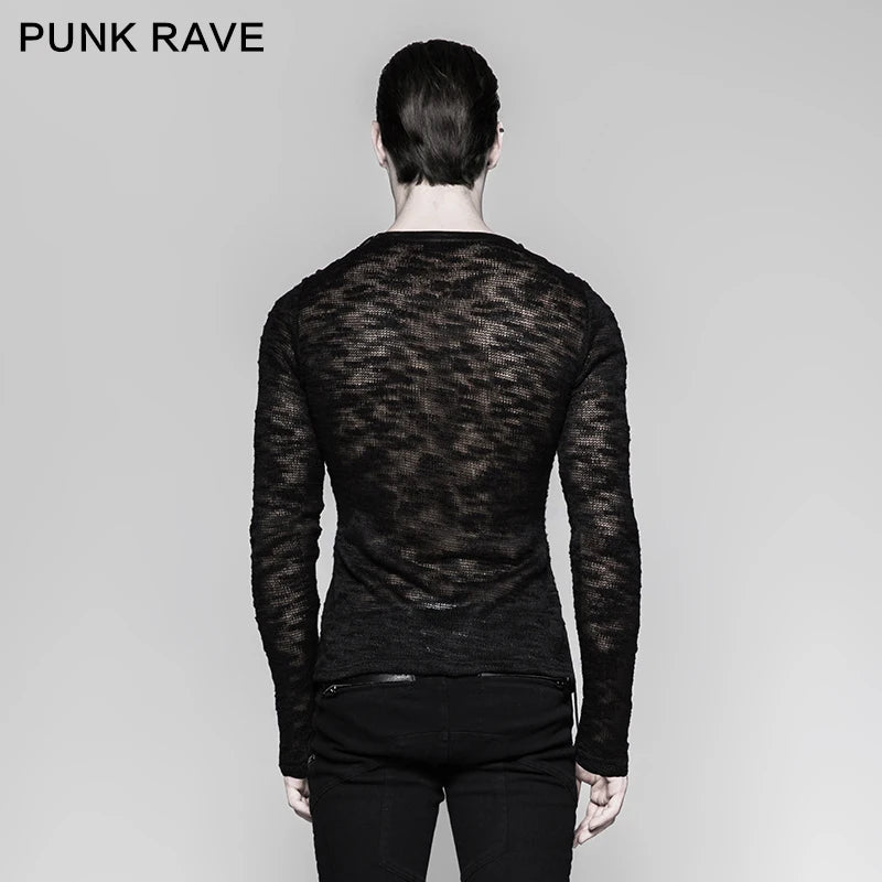 Strappy Gothic Punk Men's Sweater Top T474