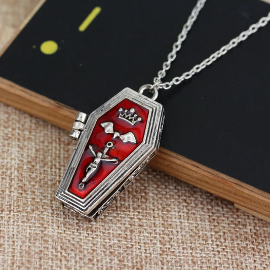 Gothic Red Enameled Vampire Necklace