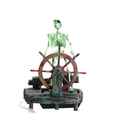 Resin Pirate Skull Captain Aquarium Decorations Landscape