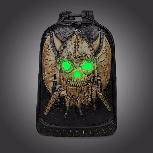 Rivets Skull Backpack With Hood Cap