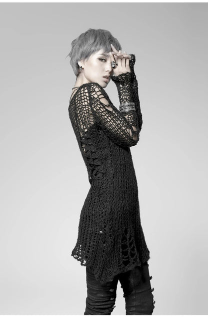Rebel Stripe Knit Pullover Cape Sweater