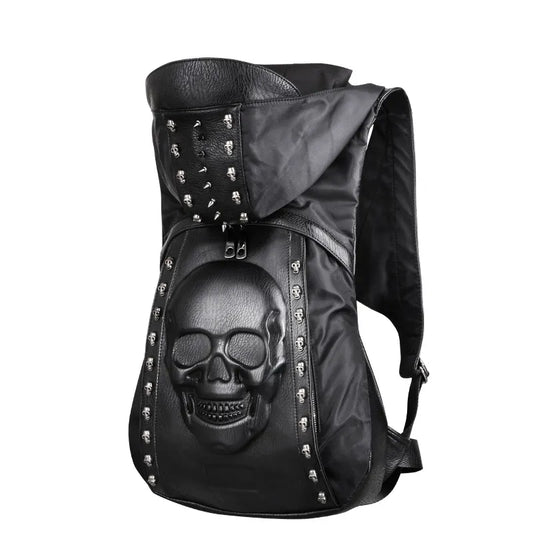 skull backpack with Hood cap apparel bag