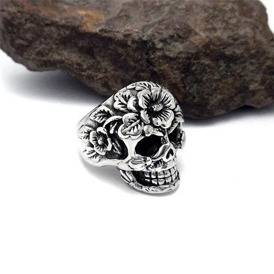 Vintage Silver-Color Stainless Steel Skull Rings