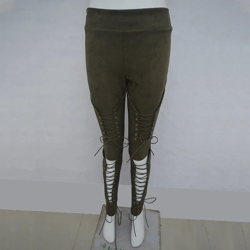 High-Waist Suede Leggings for Women - Autumn Chic