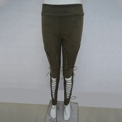High-Waist Suede Leggings for Women - Autumn Chic