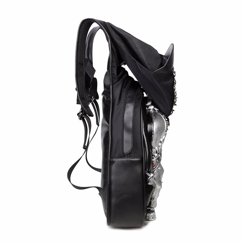 Rivets Skull Backpack With Hood Cap