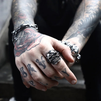 Rings For Man Big Trippel Skull Punk