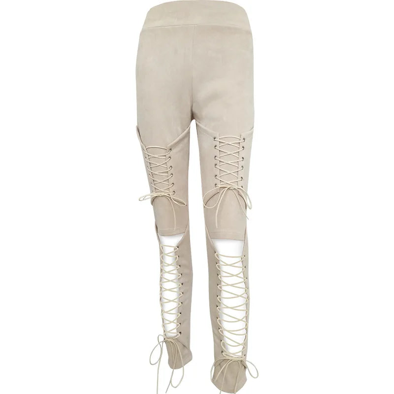High-Waist Suede Leggings for Women - Autumn Chic