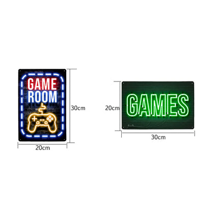 Video Game Metal Plates Modern Play Neon Signs Decor 20x30cm