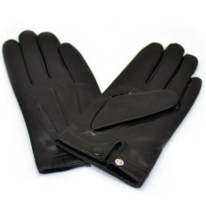 Man Fashion Whole Piece Of Real Leather Gloves In Black