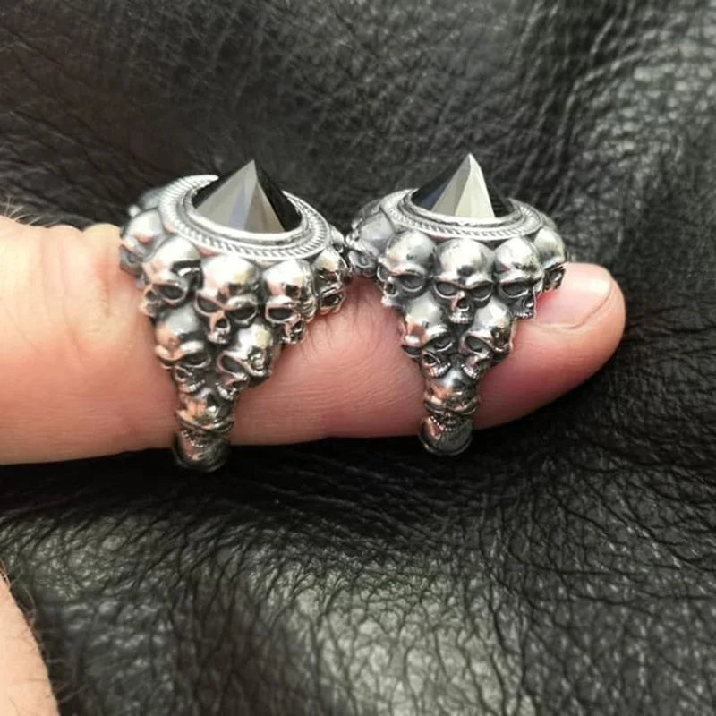 Gothic Punk Skull Rings for Men Retro Skeleton