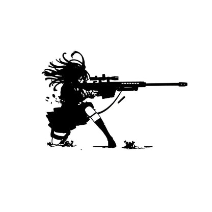 Anime Manga Girl Sniper Rifle Shooting Wall Sticker v