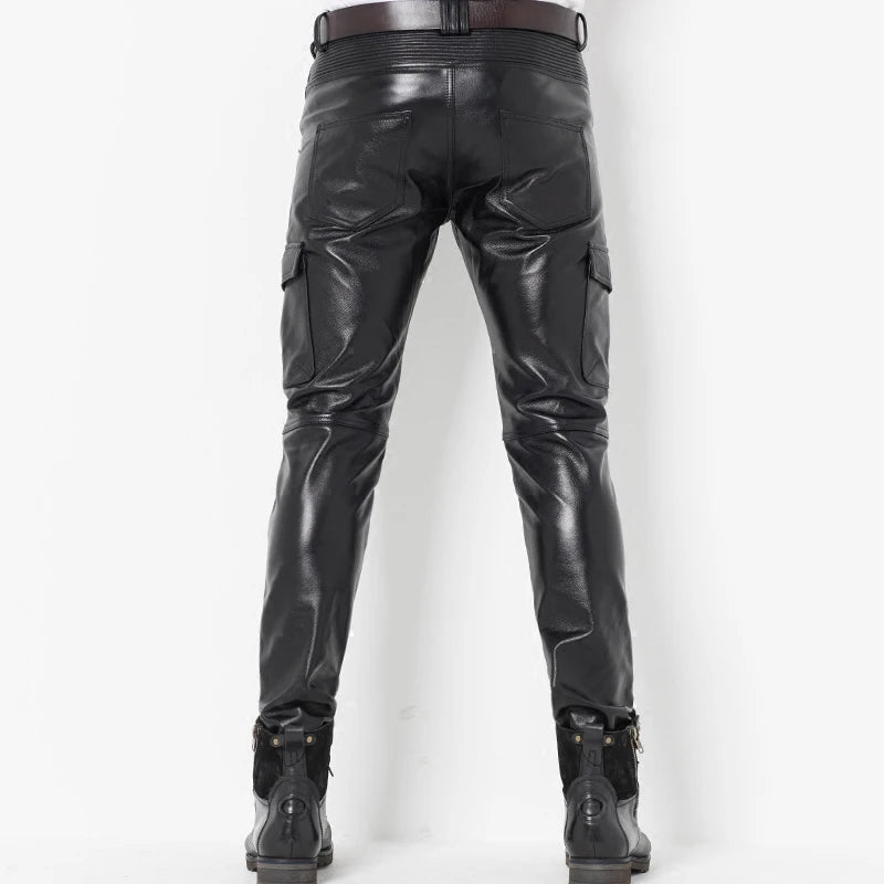 Genuine Leather Pants Black Pants Protective gear