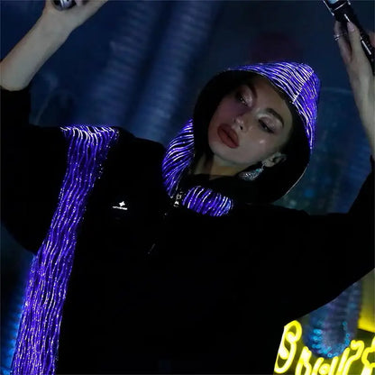 Light Up Fiber Optic Fabric Pullover Hoodies