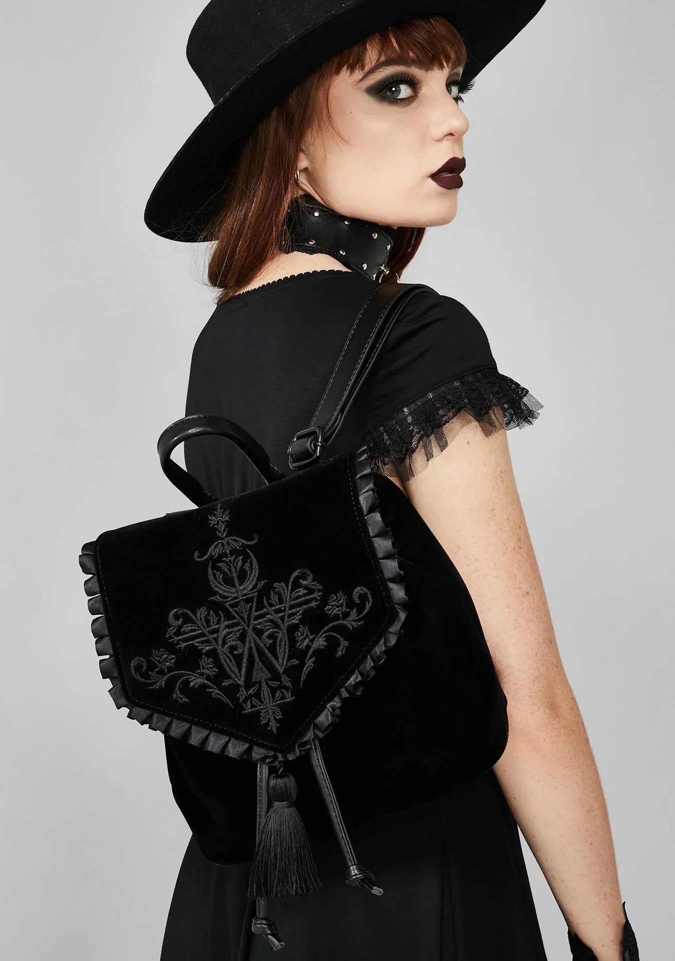 Dark Style Velvet Shoulder Bag