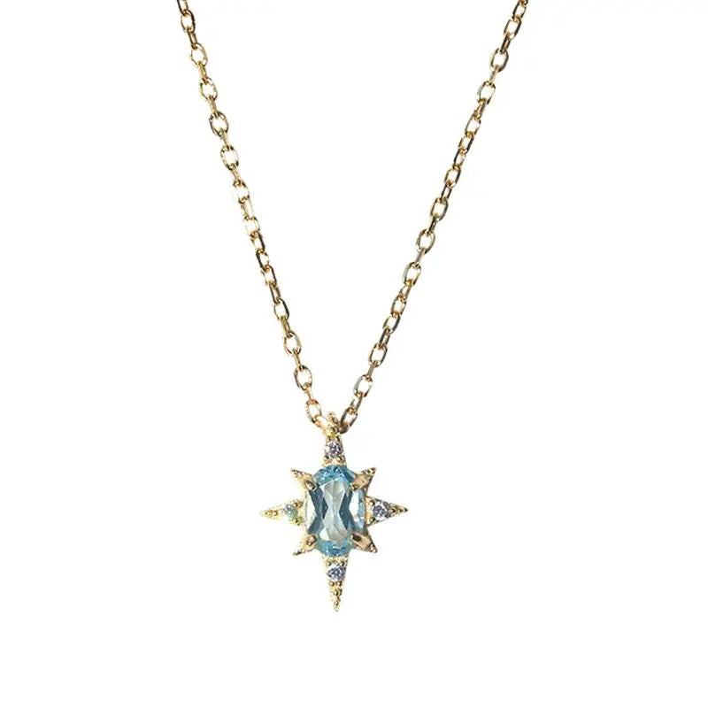 star topaz pendant necklace retro light luxury