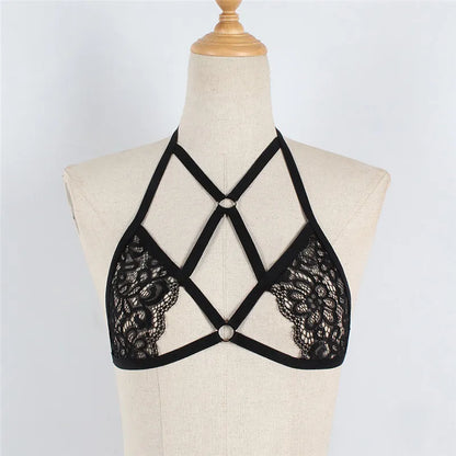 Luxe Lace Cage Bra: Strappy & Chic Lingerie