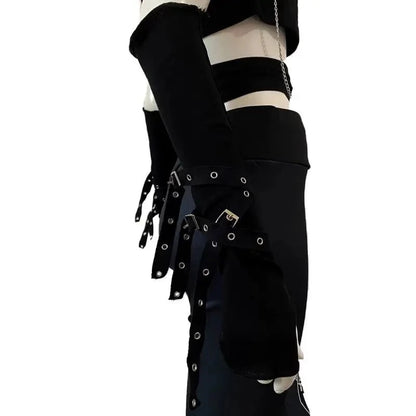 Black Gothic Unisex Punk Fingerless Glove