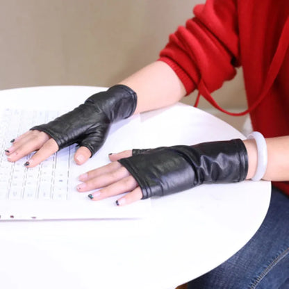 Thin PU Leather Punk Dance Gloves