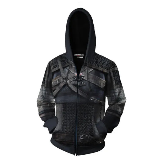 The Witchers: Cosplay Hoodie 3D Print Costume Jacket Hoodie Zipper Sweatshirt Halloween Zipper Jersey