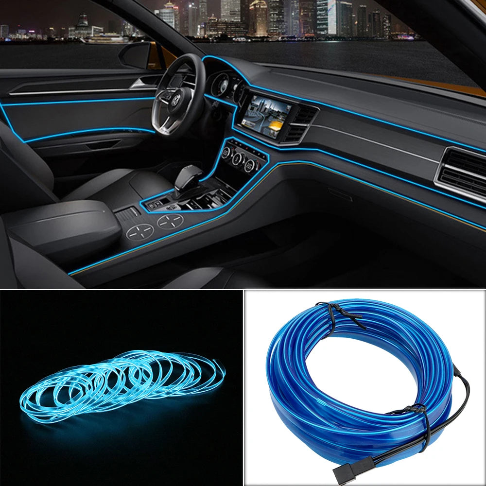 12V Flexible Neon EL Wire Rope Indoor Interior LED Car Light