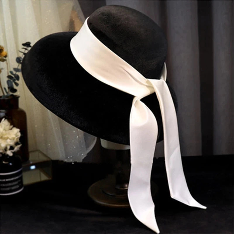 Vintage Wedding Hats Black Velvet Ribbon