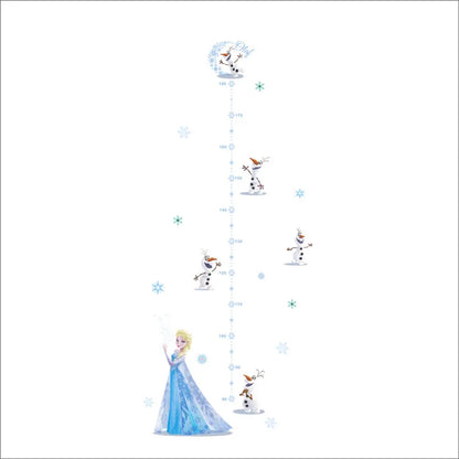 Cartoon Olaf Elsa Wall Stickers Height Measure For Kids Room