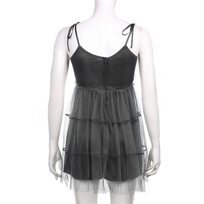 Glam Mesh Lace-Up Party Dress