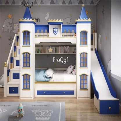 Prodgf 1Pcs A Set Castle Blue prince Updown Children Bedroom Bed