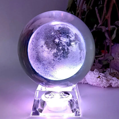 Crystal Ball 3D Laser Engraved Planets Model Sphere