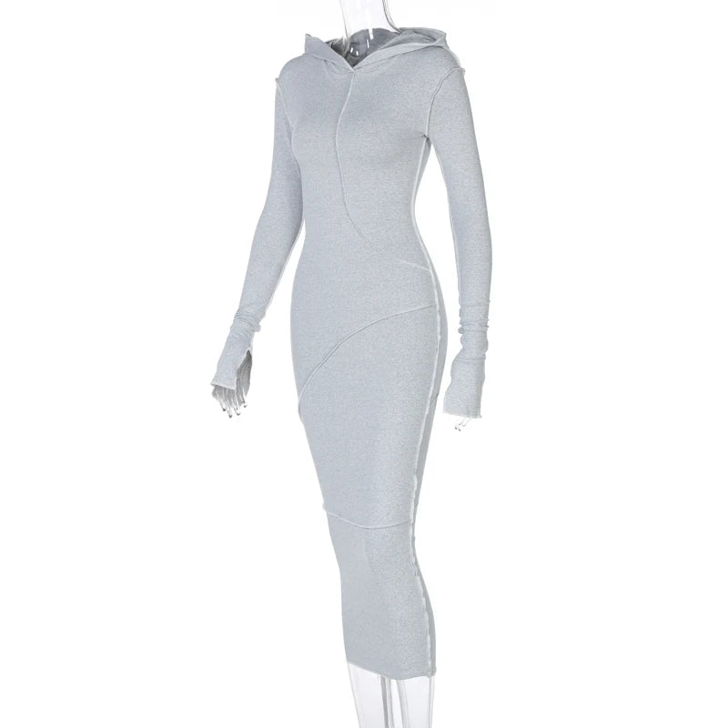Cozy Chic Patchwork Maxi Hooded Dress